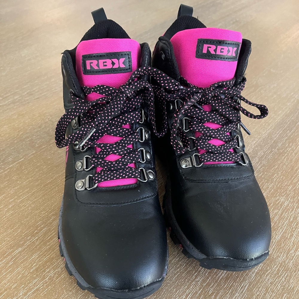 Worn 1 time!  RBX Black/Pink Hiking Boots